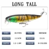New Colorful Three Jointed Swim Fishing Lure 115cm15g 1pc Random Color Simulation Hard Bait Mino Bait Outdoor Fishing Gear