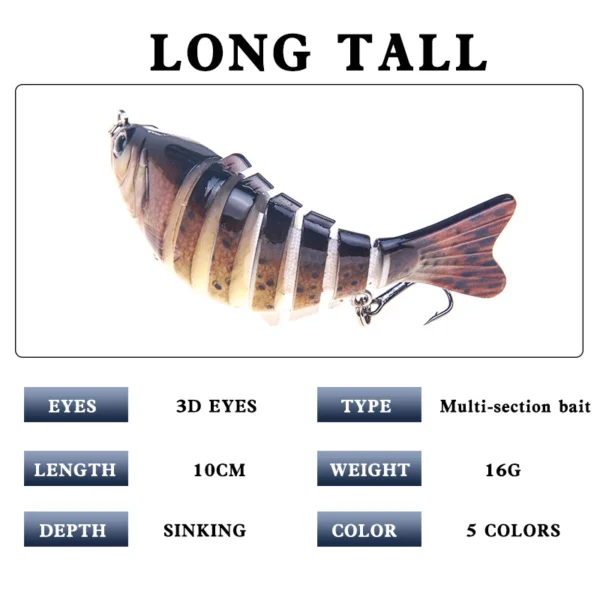 c227c1d95bd14941ced8456262ad1e0d.webp 16g10cm Multi Jointed Lifelike Swimbait Fishing Lures 7 Segments Slow Sinking Bionic Lures With 3D realistic eyes