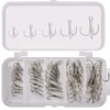 50pcs Per Box Mixed Size Barbed Fishing Treble Hook Set 4 6 8 10 Carp Steel Jig Hooks Ice Sea Fishing Round Bend Pesca Hooks