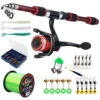 Full Set Fishing Rod Telesscopic Portable Glass Fiber 5 Color and Spinning Reel with Line Lure