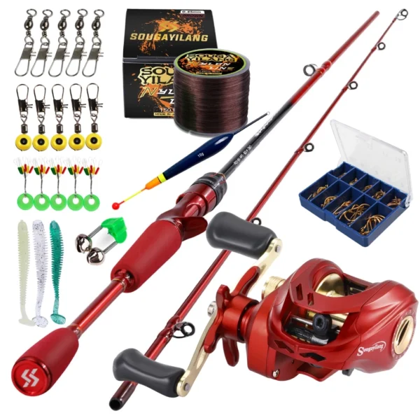Set Casting Fishing Rod High Carbon 2 Sections EVA Handle and Baitcasting Fishing Reel 181 BB 7 21 High Speed Anti Corrosion Baitcaster Reel 8KG Max Drag For Freshwater