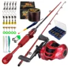 Set Casting Fishing Rod High Carbon 2 Sections EVA Handle and Baitcasting Fishing Reel 181 BB 7 21 High Speed Anti Corrosion Baitcaster Reel 8KG Max Drag For Freshwater