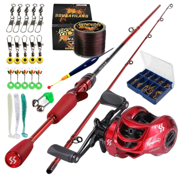 Set Casting Fishing Rod High Carbon 2 Sections EVA Handle and Baitcasting Fishing Reel 181 BB 7 21 High Speed Anti Corrosion Baitcaster Reel 8KG Max Drag For Freshwater