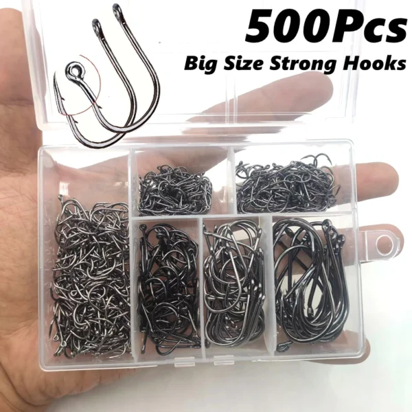 500Pcs No 322 Fishing Hooks Set Carbon Steel Single Circle Fishing Hook Fly Fishing Jip Barbed Carp Hooks Sea Tackle Accessories