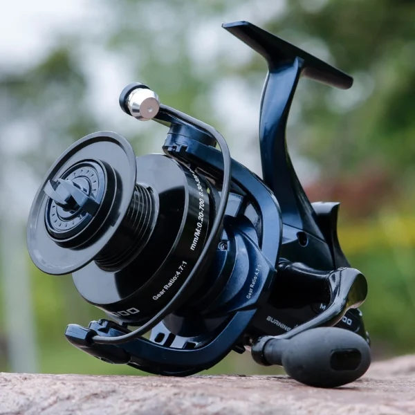 7000 Series Full Metal Wire Cup Spinning Fishing Reel with Rear Brake System 131BB Fishing Reel Carp Reel