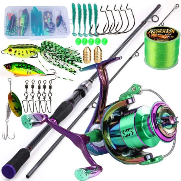 Full Set Spinning Fishing Rod M Power Carbon with Spinning Fishing Reel PowerDouble Handle For Freshwater Max Drag 20kg