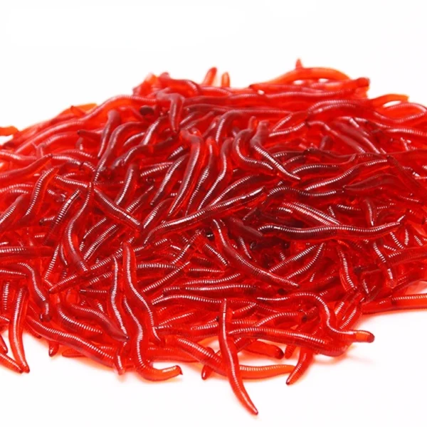 100 Pieces Lifelike Fishy Smell Red Worms Soft Bait Simulation Earthworm Carp Bass Fishing Lures Artificial Silicone