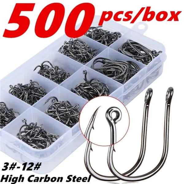 sg-11134201-23030-l2ci61cqswov71.webp 500 Pieces Set Strong Carbon Steel No 312 Fishing Hooks Single Circle Fishing Hook Fly Fishing Jip Barbed Carp Hooks Sea Tackle Accessories