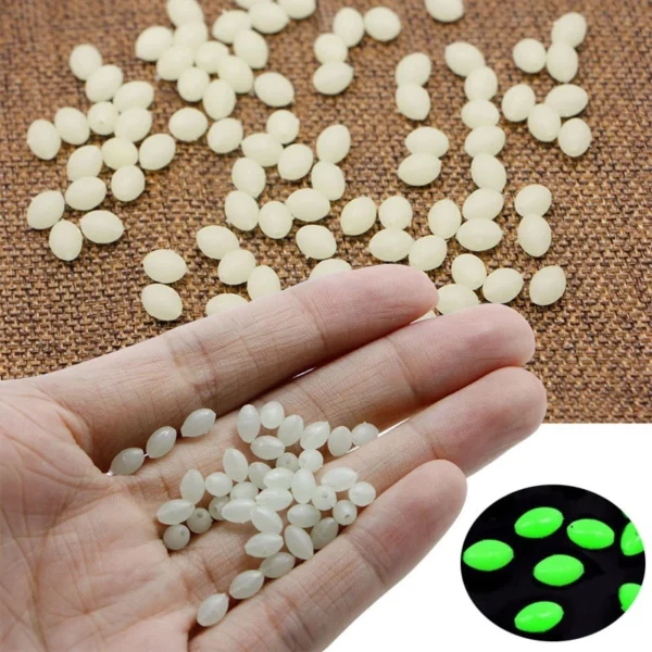 100 Pieces Oval Luminous Fishing Lures Fishing Beads Sea Hard Floating Float Tackles