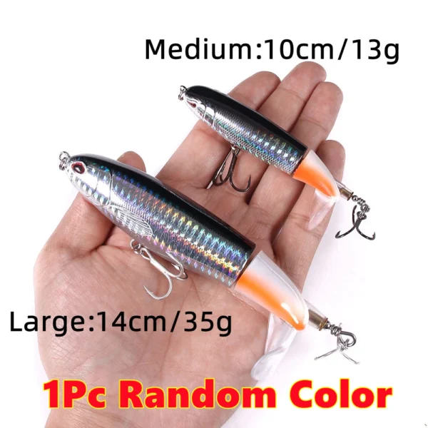 sg-11134201-7rd50-m6tj0hccuj970e.webp 1Pc Random Color Topwater Fishing Lure With High Speed Rotating Tail Popper 13g35g Floating Lure Sea Fishing Lure Hard Bait Floating Water Pencil Bait Fishing Gear