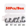 50 Pieces Per Box Wide Gap High Carbon Steel Fishing Hooks Worm Bait Jig Tackle