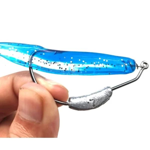 5Pcs Big Size Soft Paddle Tail Bait Fishing Lures and 1Pc Lead Weighted Barbed Crank Hook With Twist Lock