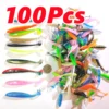 100Pcs Soft Fishing Lures Set 9cm55cm Soft Bait Paddle Tail Swimbait Wobblers Soft Worm Artificial Fishing Tackle Seafishing