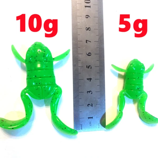 5Pcs Realistic Floating Frog Lure with Kick Legs 5g10g with Hook High Quality Topwater TPE Soft Bait for Fishing